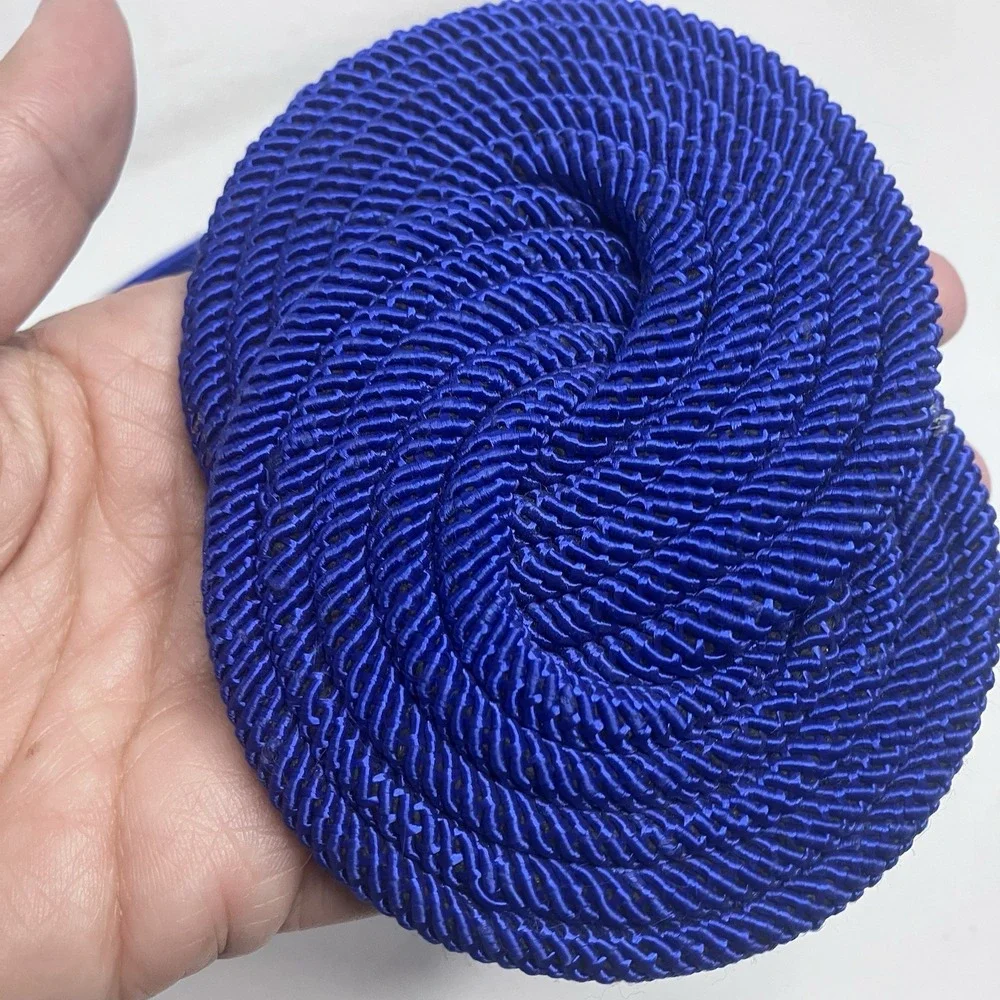 VTG 80s Statement Belt Royal Blue Wide Elastic Band Closure Buckle Braided 27